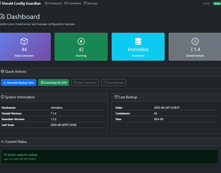 UNRAID Config Guardian : sauvegarde du système et de la configuration d’UNRAID