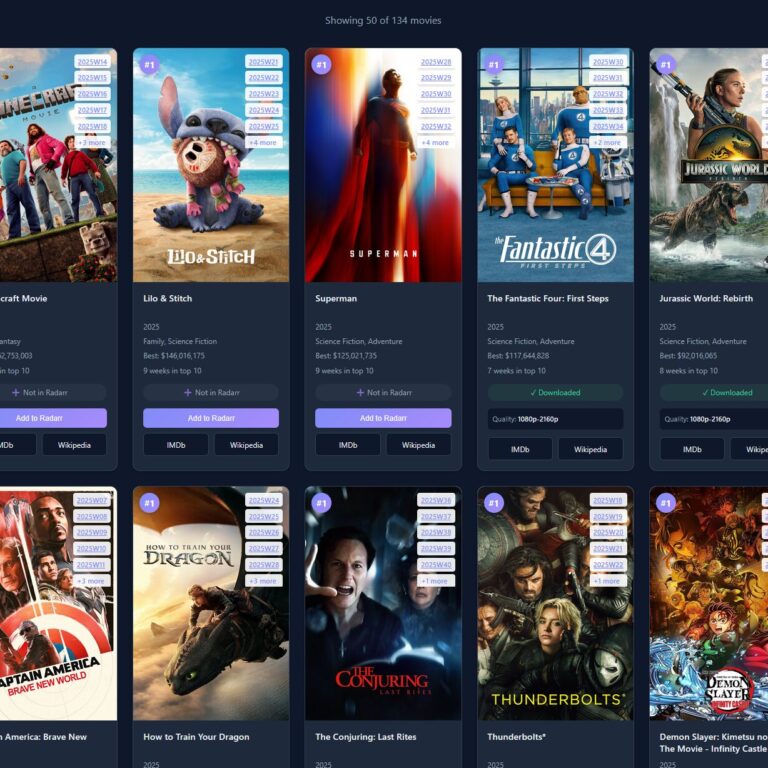 Boxarr : le Box Office dans Radarr