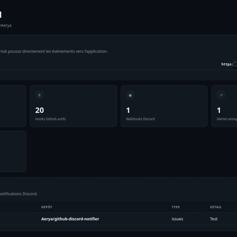 GitHub Discord Notifier : notifications GitHub vers Discord, avec WebUI.