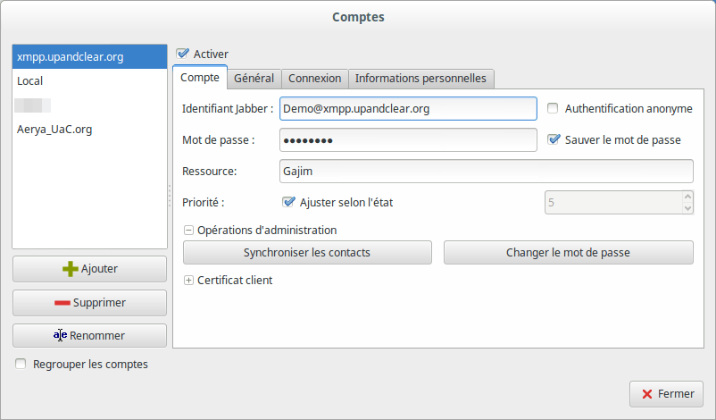 Compte XMPP