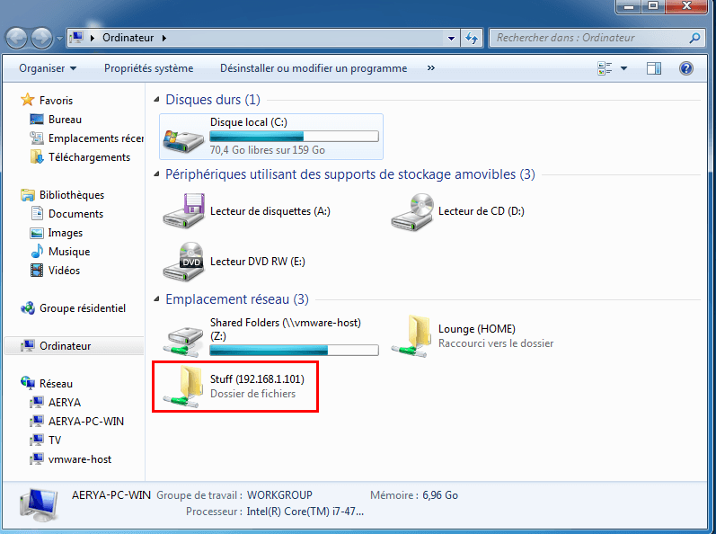 Windows Nas partage ok