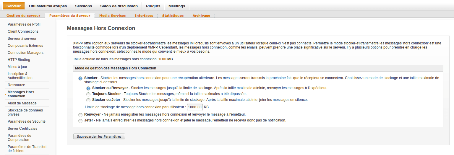 Messages hors ligne